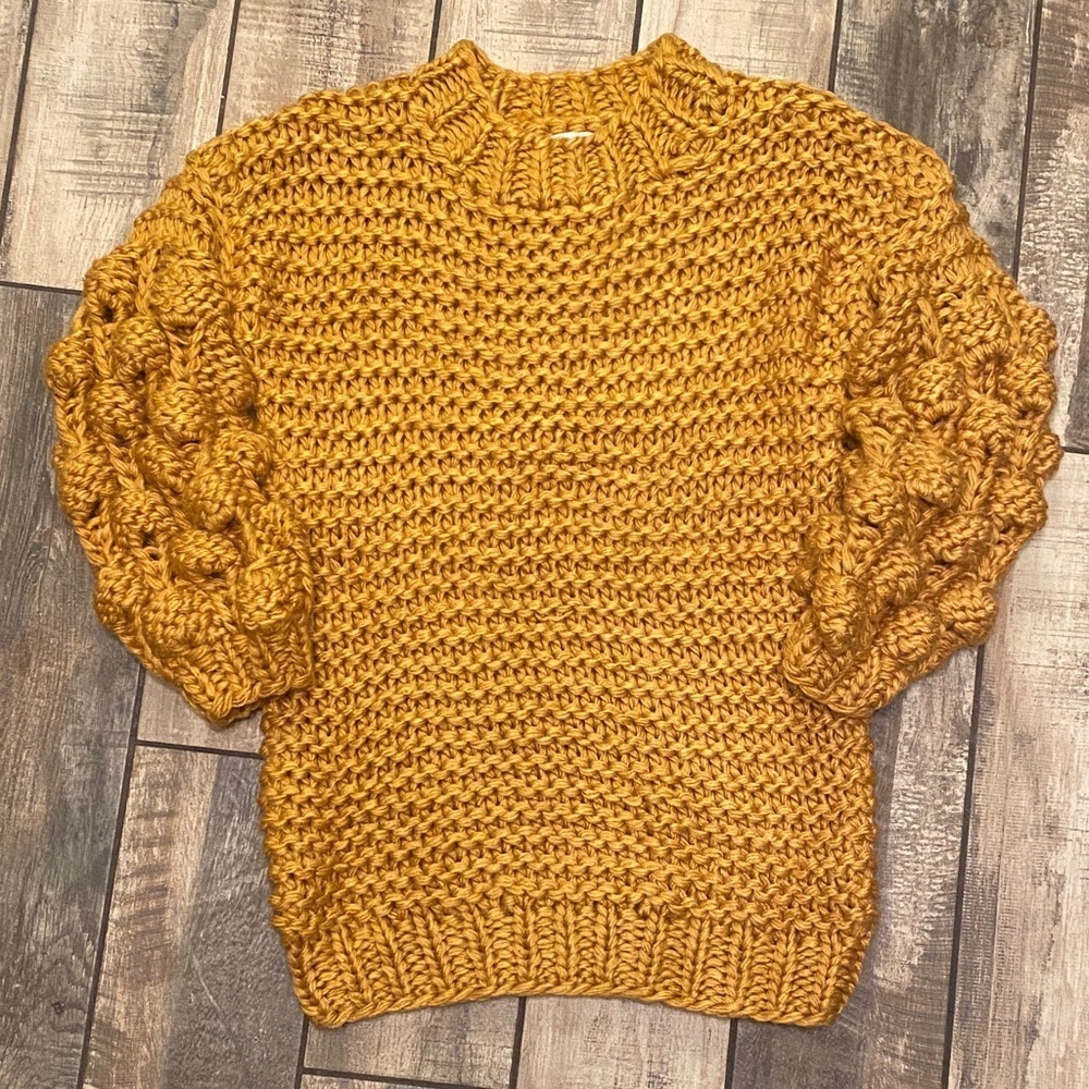 MACARON Mustard Chunky Bubble Knit Sweater